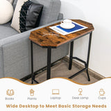 NNECW Slim Night Table with Wooden Tabletop for Living Room
