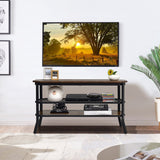 NNECW Wooden TV Stand with Storage Shelves for Living Room/Bedroom