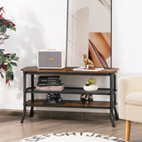 NNECW Wooden TV Stand with Storage Shelves for Living Room/Bedroom