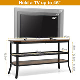 NNECW Wooden TV Stand with Storage Shelves for Living Room/Bedroom