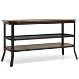 NNECW Wooden TV Stand with Storage Shelves for Living Room/Bedroom