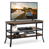 NNECW Wooden TV Stand with Storage Shelves for Living Room/Bedroom