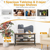 NNECW Wooden TV Stand with Storage Shelves for Living Room/Bedroom