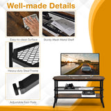 NNECW Wooden TV Stand with Storage Shelves for Living Room/Bedroom