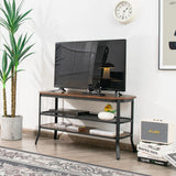 NNECW Wooden TV Stand with Storage Shelves for Living Room/Bedroom