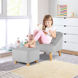 NNECW Toddler Single Sofa Chair with Matching Stool for 3-5 Years Old-Grey