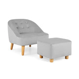 NNECW Toddler Single Sofa Chair with Matching Stool for 3-5 Years Old-Grey
