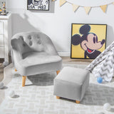NNECW Toddler Single Sofa Chair with Matching Stool for 3-5 Years Old-Grey