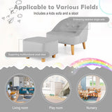 NNECW Toddler Single Sofa Chair with Matching Stool for 3-5 Years Old-Grey