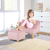 NNECW Toddler Single Sofa Chair with Matching Stool for 3-5 Years Old-Pink
