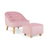 NNECW Toddler Single Sofa Chair with Matching Stool for 3-5 Years Old-Pink