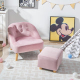 NNECW Toddler Single Sofa Chair with Matching Stool for 3-5 Years Old-Pink