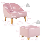 NNECW Toddler Single Sofa Chair with Matching Stool for 3-5 Years Old-Pink