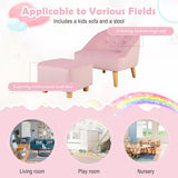 NNECW Toddler Single Sofa Chair with Matching Stool for 3-5 Years Old-Pink