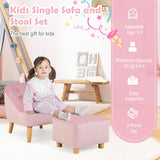 NNECW Toddler Single Sofa Chair with Matching Stool for 3-5 Years Old-Pink