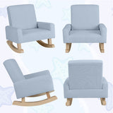 NNECW Kids Rocking Chair with Wood Legs &amp Anti-tipping Design-Blue