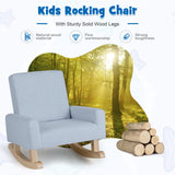 NNECW Kids Rocking Chair with Wood Legs &amp Anti-tipping Design-Blue