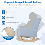 NNECW Kids Rocking Chair with Wood Legs &amp Anti-tipping Design-Blue