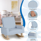 NNECW Kids Rocking Chair with Wood Legs &amp Anti-tipping Design-Blue