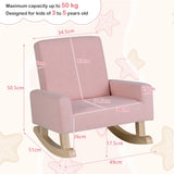 NNECW Kids Rocking Chair with Wood Legs &amp Anti-tipping Design-Pink