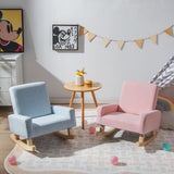 NNECW Kids Rocking Chair with Wood Legs &amp Anti-tipping Design-Pink