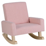 NNECW Kids Rocking Chair with Wood Legs &amp Anti-tipping Design-Pink