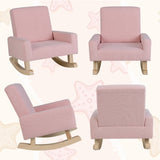 NNECW Kids Rocking Chair with Wood Legs &amp Anti-tipping Design-Pink