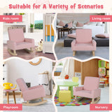 NNECW Kids Rocking Chair with Wood Legs &amp Anti-tipping Design-Pink