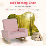 NNECW Kids Rocking Chair with Wood Legs &amp Anti-tipping Design-Pink