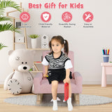 NNECW Kids Rocking Chair with Wood Legs &amp Anti-tipping Design-Pink