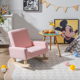 NNECW Kids Rocking Chair with Wood Legs &amp Anti-tipping Design-Pink