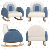 NNECW Kids Rocking Chair with Solid Wood Leg for 3-5 Years Old -Blue