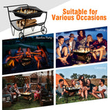 NNECW Outdoor Wood Burning Fire Pit with Firewood Rack & Handle & Wheels