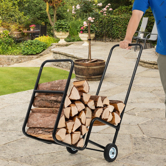 NNECW Firewood Cart with Durable Rubber Wheels for All-Terrain
