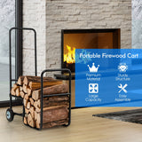 NNECW Firewood Cart with Durable Rubber Wheels for All-Terrain