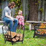 NNECW Decorative Firewood Rack with Handles and Raised Legs for Indoor and Outdoor Use