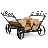 NNECW Decorative Firewood Rack with 4 Wheels for Indoor & Outdoor