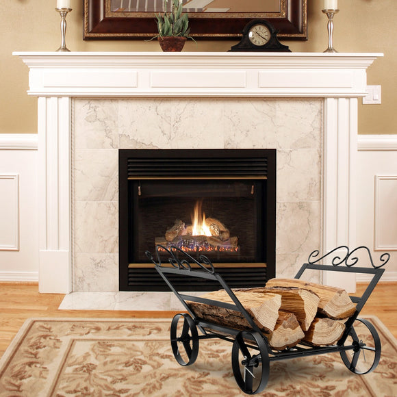NNECW Decorative Firewood Rack with 4 Wheels for Indoor & Outdoor