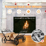 NNECW Decorative Firewood Rack with 4 Wheels for Indoor & Outdoor
