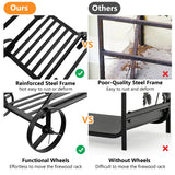 NNECW Decorative Firewood Rack with 4 Wheels for Indoor & Outdoor