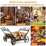 NNECW Decorative Firewood Rack with 4 Wheels for Indoor & Outdoor
