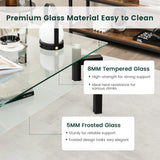 NNECW 2-Tier Rectangular Glass Coffee Table with Tempered Glass Tabletop