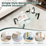 NNECW 2-Tier Rectangular Glass Coffee Table with Tempered Glass Tabletop