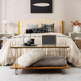 NNECW 2 Tier Rectangular Coffee Table with Gold Steel Frame and Storage Shelf for Living Room
