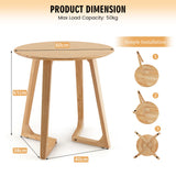 NNECW 60cm Rubber Wood Round End Table with Adjustable Foot Pads