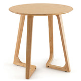 NNECW 60cm Rubber Wood Round End Table with Adjustable Foot Pads