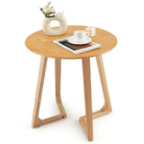 NNECW 60cm Rubber Wood Round End Table with Adjustable Foot Pads