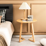 NNECW 60cm Rubber Wood Round End Table with Adjustable Foot Pads