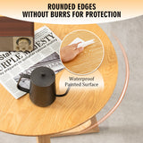 NNECW 60cm Rubber Wood Round End Table with Adjustable Foot Pads