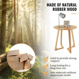 NNECW 60cm Rubber Wood Round End Table with Adjustable Foot Pads